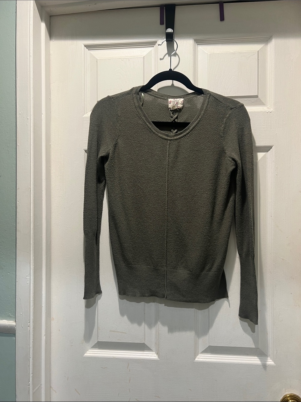 Hippie Rose Olive Green Crewneck Knit Top